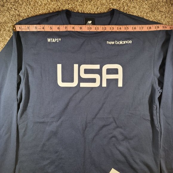 New Balance x WTAPS TC Jersey Long Sleeve T-shirt Men's Size Small MT01606 Blue - Picture 7 of 12